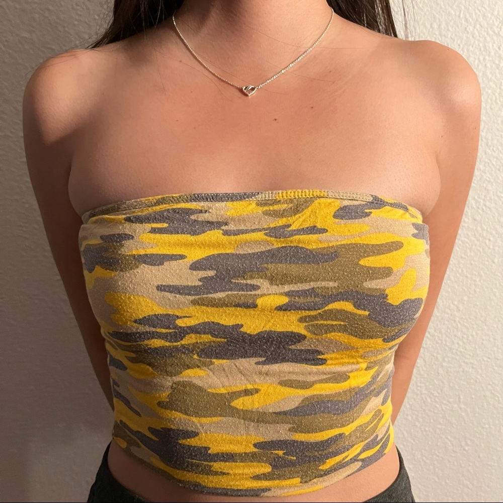 Yellow Camo Tube Top